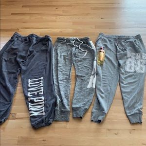 THREE PAIRS of Pink sweatpants